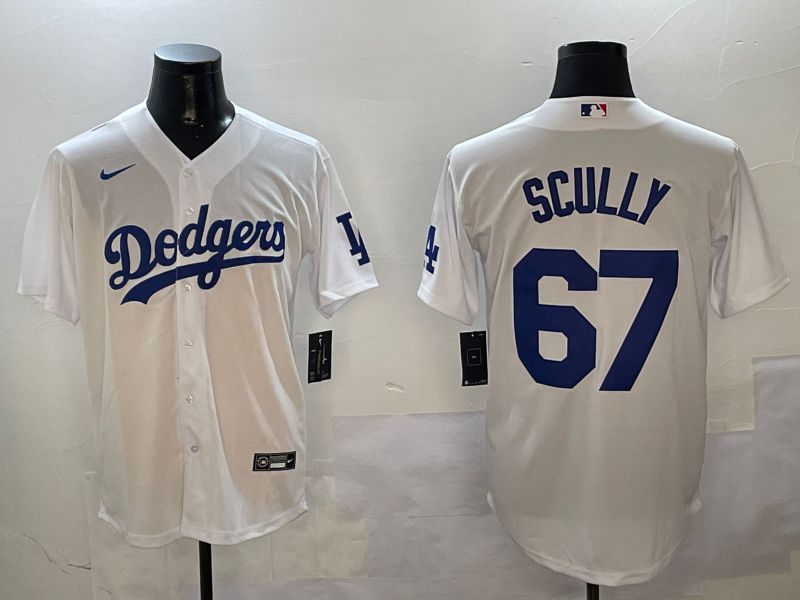 Men Los Angeles Dodgers 67 Scully White Game 2024 Nike MLB Jersey style 01083